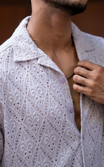 Schiffli Grey Half Sleeves image 4