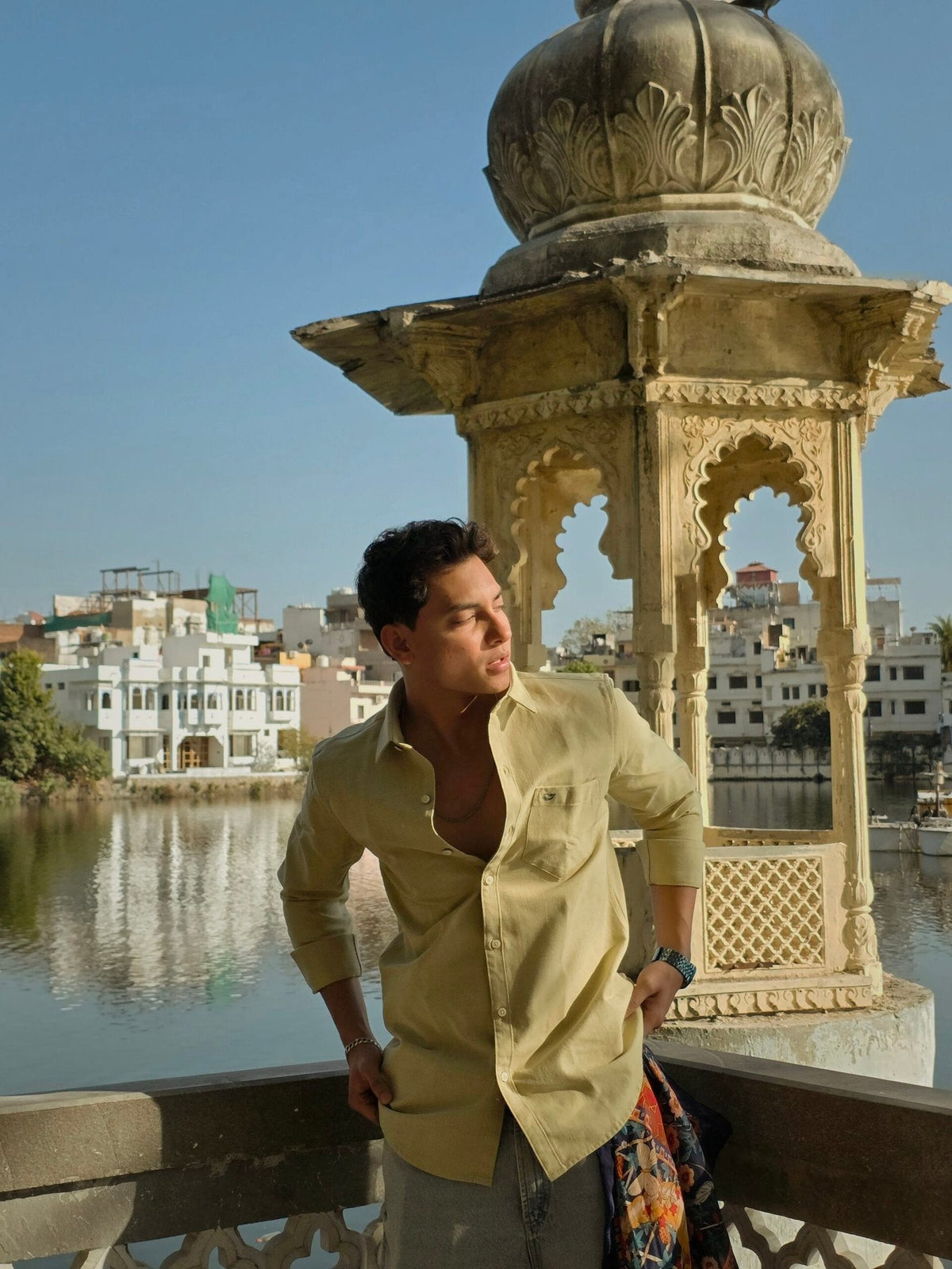 Greenish Yellow F/S Linen Shirt image 0