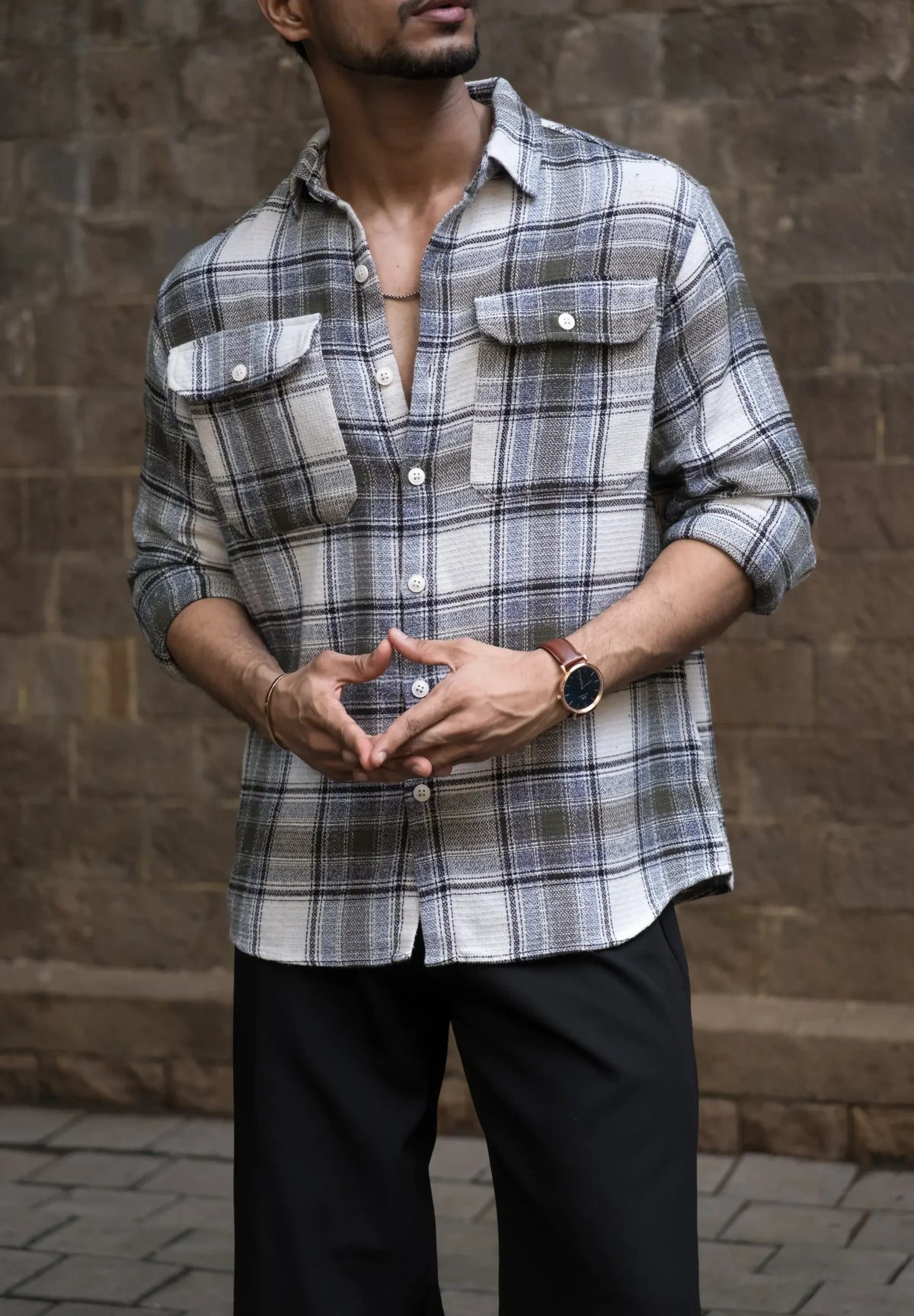 Olive Structured Cargo Full Sleeves Shirt image 2