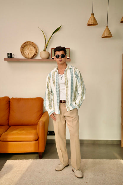 Caspian Stripe Oversized Embroidered Shacket image 1