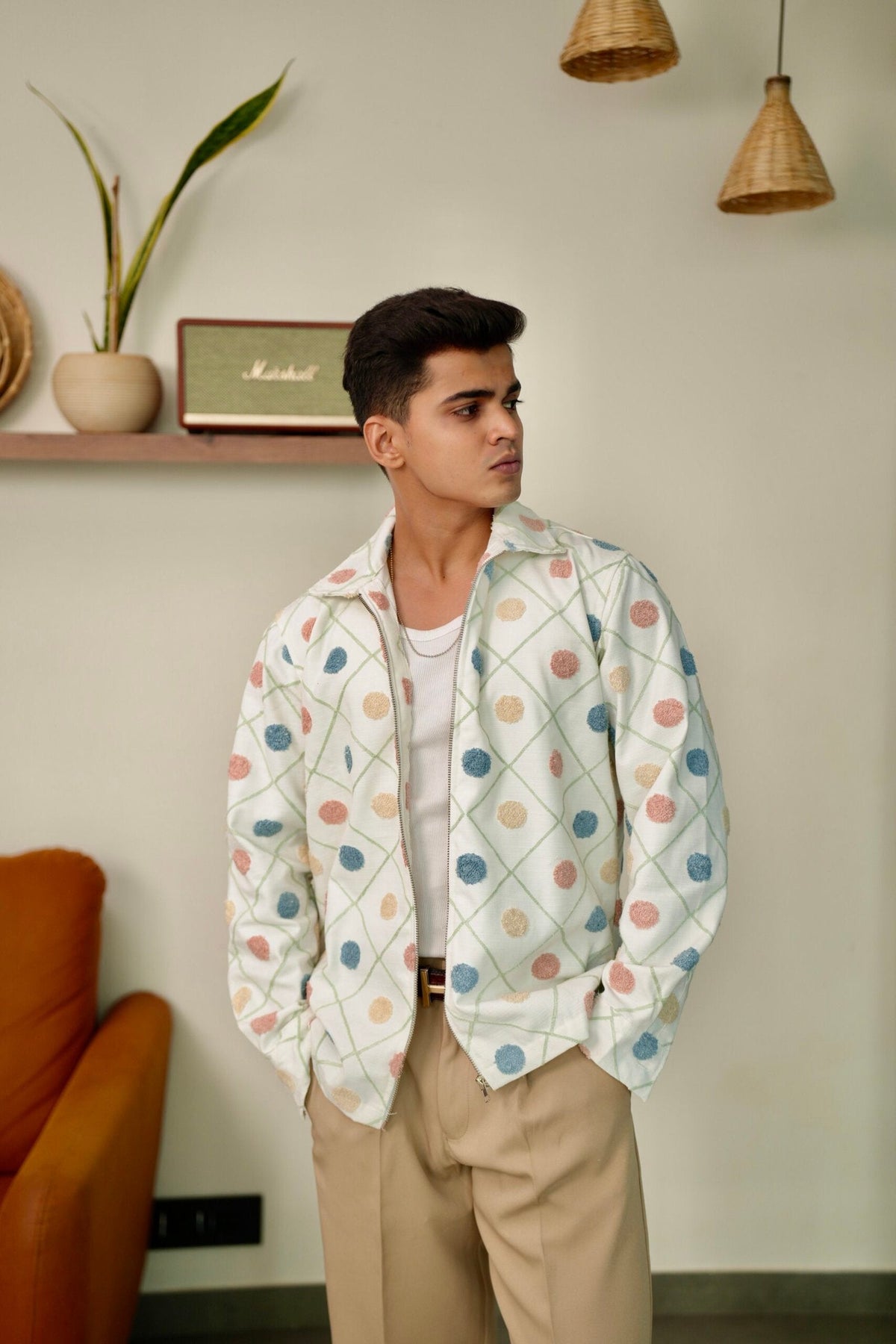 Confetti Grid Oversized Embroidered Shacket image 2