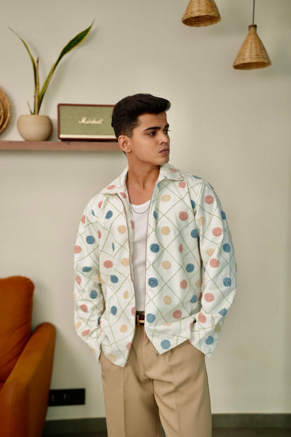 Confetti Grid Oversized Embroidered Shacket image 2