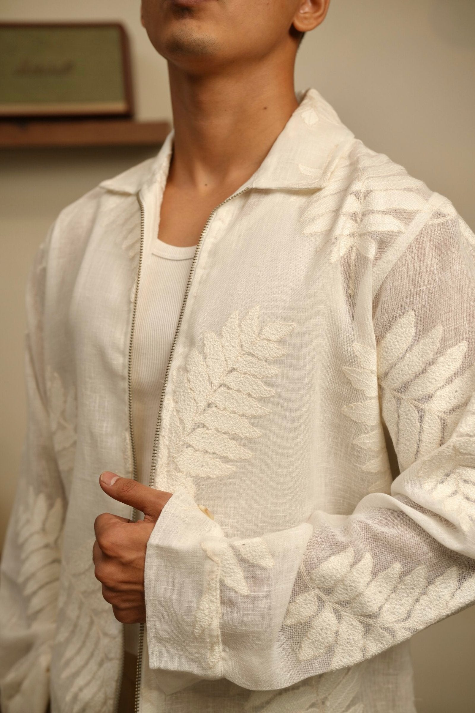 Whisper Leaf Oversized Embroidered Shacket image 0