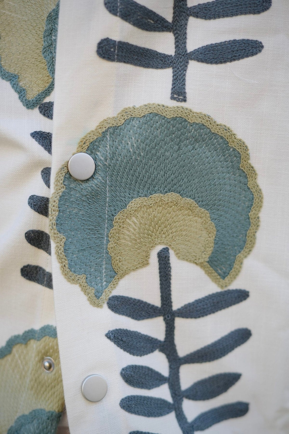 Leafline Embroidered White Oversized Shacket image 3