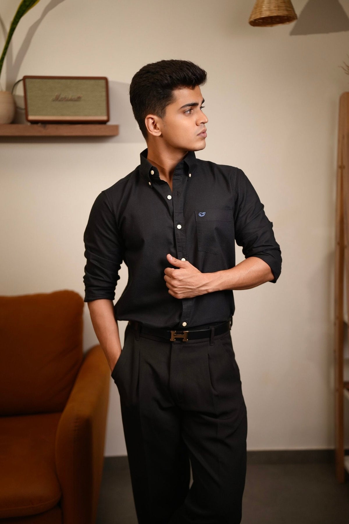Plain Black Oxford Shirt image 2
