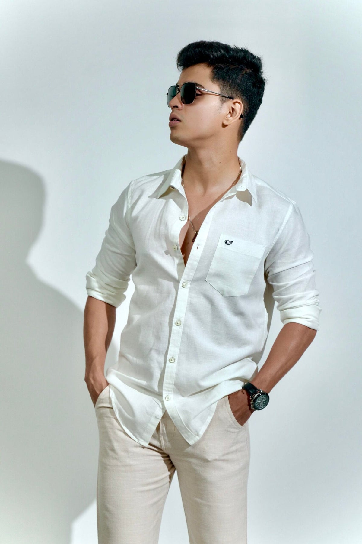 White Cotton Linen Shirt image 2
